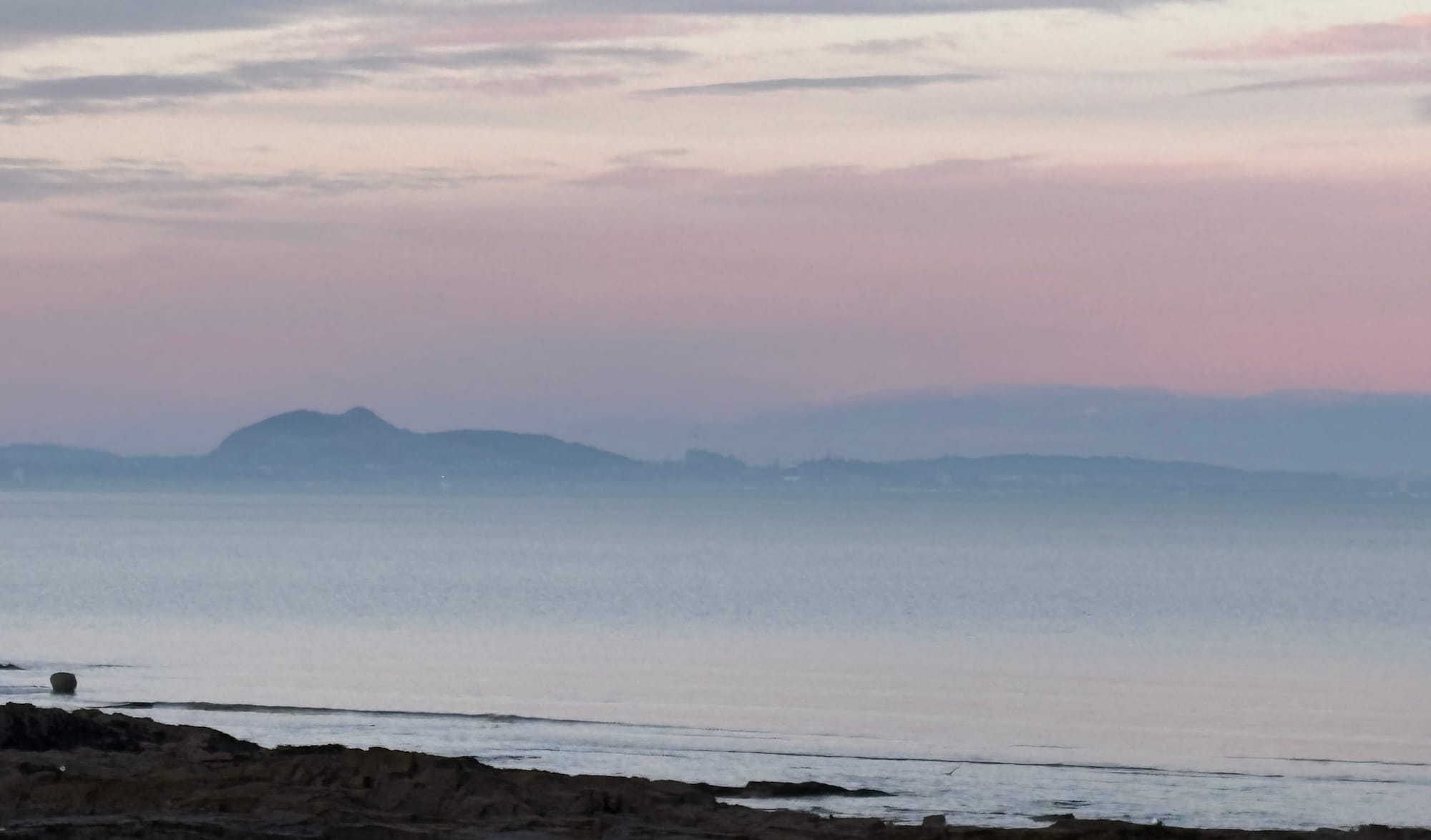 An early morning view of Edinburgh across the Firth of Forth
