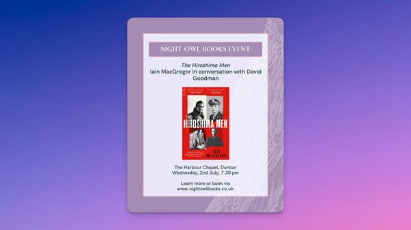 A promo image for my conversation with Iain MacGregor at Night Owl Books