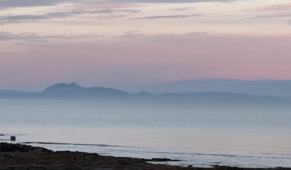 An early morning view of Edinburgh across the Firth of Forth